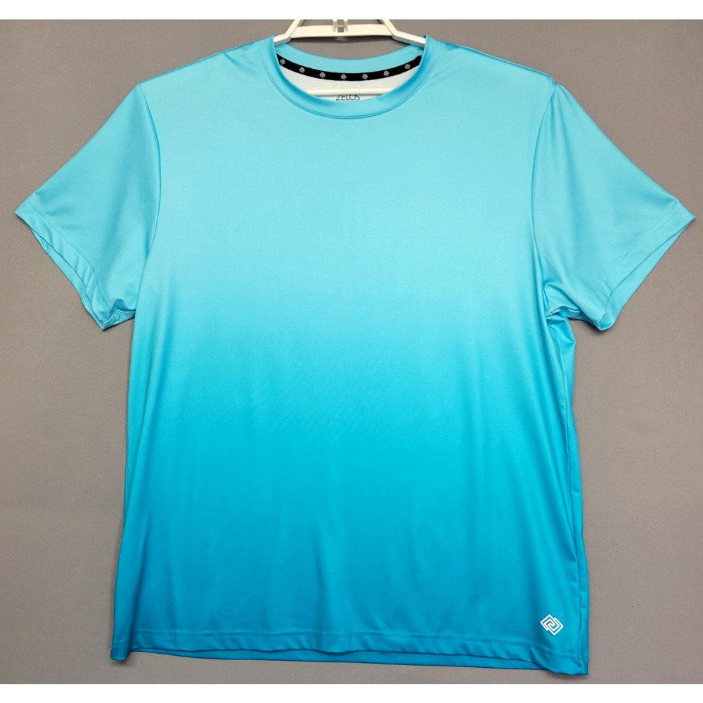Zelos Ombre Performace Activewear T-Shirt Mens Large Blue Reflector Short Sleeve